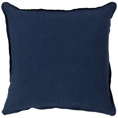 Surya Solid Navy Linen 20" Square Decorative Pillow