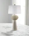 Surya Terra Strata 30" Painted Table Lamp With Linen Shade In White