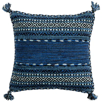 Surya Trenza Black Dark Blue 8" Square Decorative Pillow