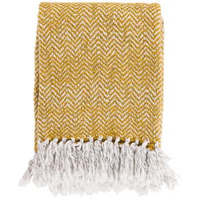 Surya Trina Saffron White Chevron Decorative Throw Blanket