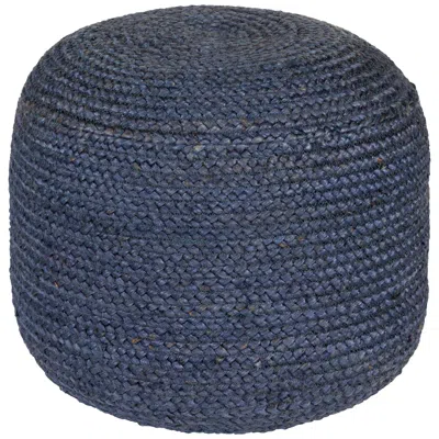 Surya Tropics Dark Blue Jute Woven Pouf Ottoman