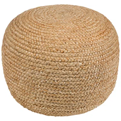 Surya Tropics Khaki Jute Woven Pouf Ottoman