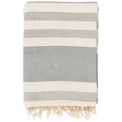Surya Troy Light Gray Cream Striped Decorative Throw Blanket