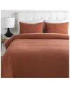 Surya Waffle Burnt Orange Duvet Set With Two Standard Shams In Orange