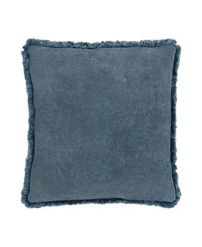 Surya Washed Cotton Velvet Decorative Pillow In Blue