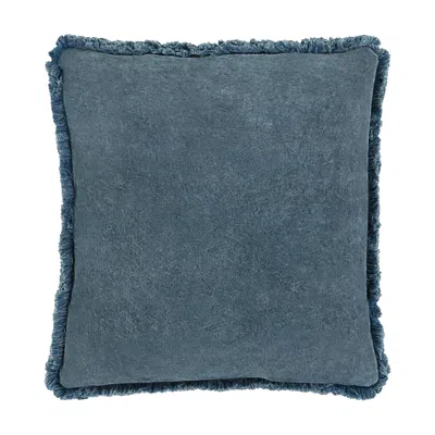 Surya Washed Cotton Velvet Decorative Pillow In Blue