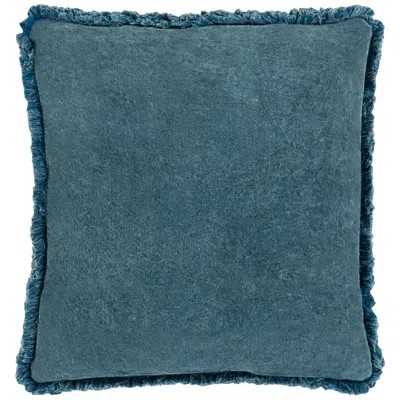 Surya Washed Cotton Velvet Denim 18" Square Throw Pillow