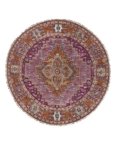 Surya Zeus Round Area Rug, 8' In Eggplant/rust/lime