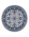 Surya Zeus Zeu-7828 Round Area Rug, 8' Round In Navy/gray/ivory