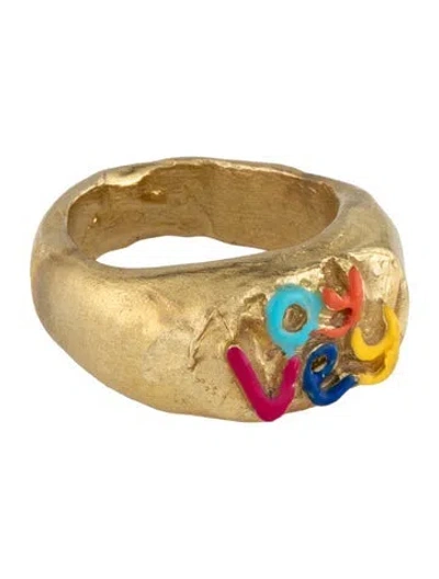 Pre-owned Susan Alexandra Enamel Oy Vey Signet Ring In Multicolor