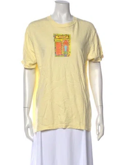 Pre-owned Susan Alexandra Graphic Print Crew Neck T-shirt In Yellow