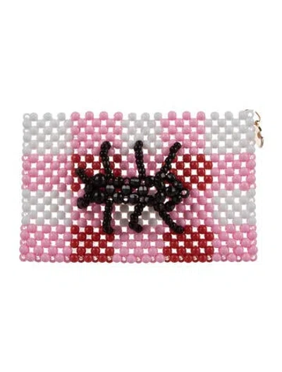 Pre-owned Susan Alexandra Graphic Print Pouch In Pink