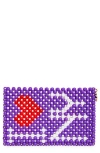 Susan Alexandra I Love Ny Beaded Card Holder In Purple