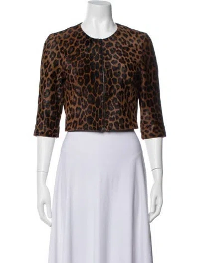 Pre-owned Susan Bender Animal Print Jacket In Brown