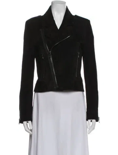 Pre-owned Susan Bender Leather Biker Jacket In Black