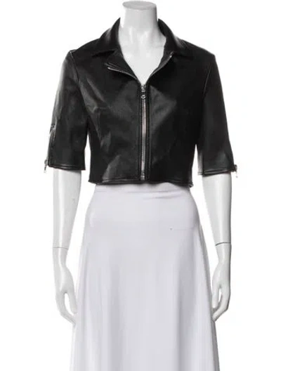 Pre-owned Susan Bender Leather Biker Jacket In Black