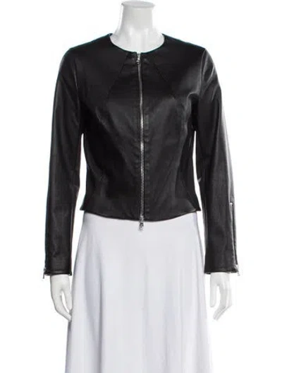 Pre-owned Susan Bender Leather Biker Jacket In Black
