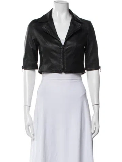 Pre-owned Susan Bender Leather Biker Jacket In Black