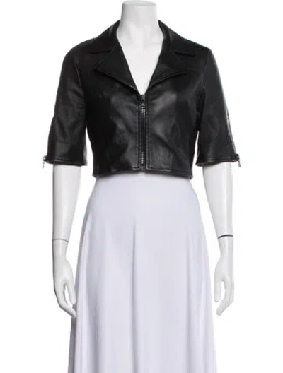 Pre-owned Susan Bender Leather Biker Jacket In Black