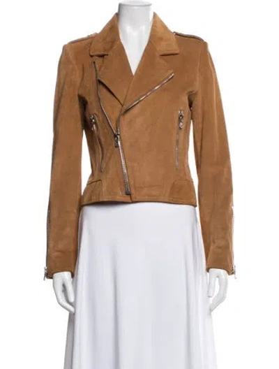 Pre-owned Susan Bender Leather Biker Jacket In Brown