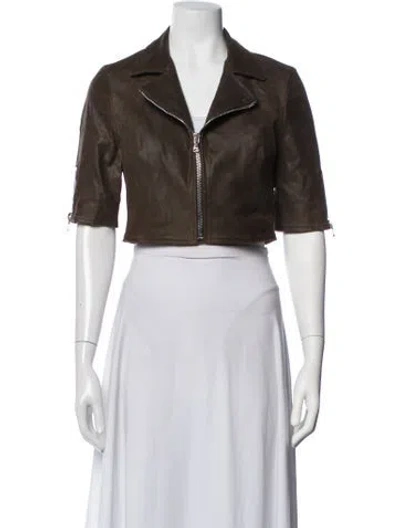 Pre-owned Susan Bender Leather Biker Jacket In Brown