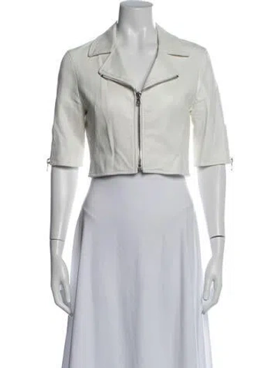 Pre-owned Susan Bender Leather Biker Jacket In Neutrals