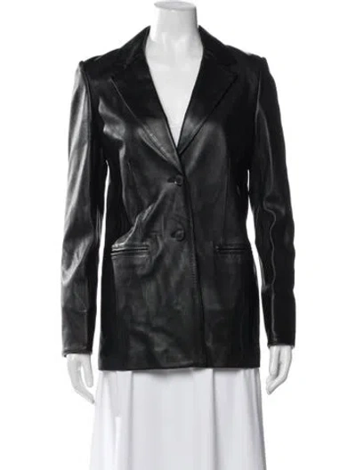 Pre-owned Susan Bender Leather Blazer In Blue