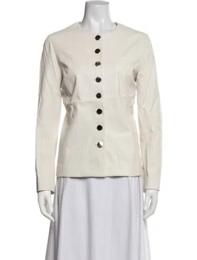 Pre-owned Susan Bender Leather Blazer In Neutrals