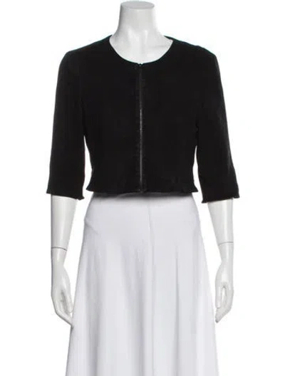 Pre-owned Susan Bender Leather Bolero In Gray
