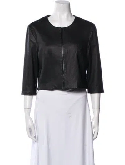 Pre-owned Susan Bender Leather Evening Jacket In Black