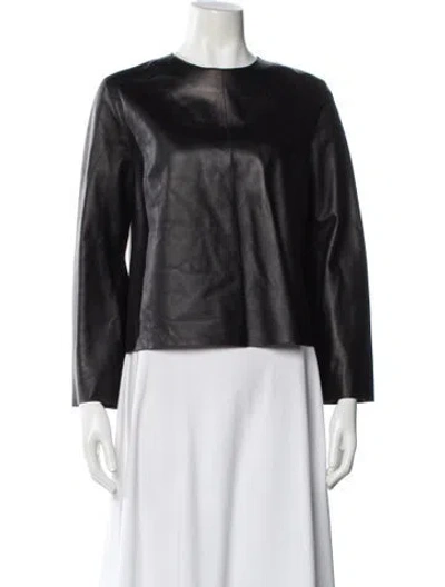 Pre-owned Susan Bender Leather Evening Jacket In Black