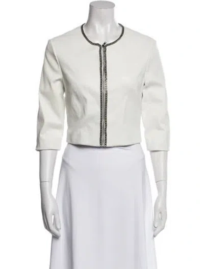 Pre-owned Susan Bender Leather Evening Jacket In White