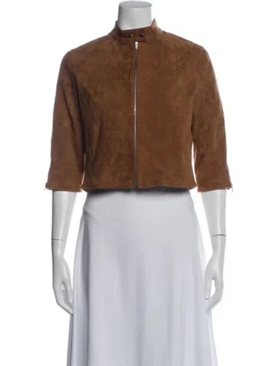 Pre-owned Susan Bender Leather Jacket In Brown