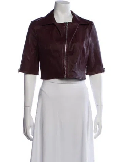 Pre-owned Susan Bender Leather Jacket In Burgundy