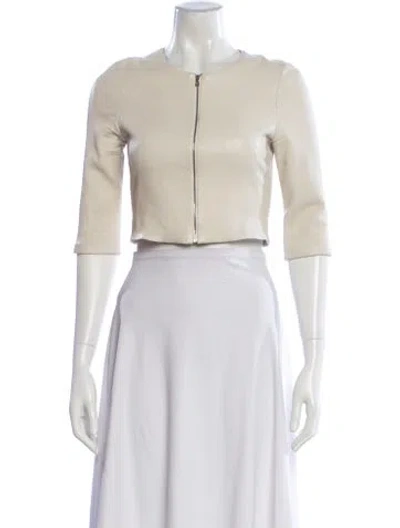 Pre-owned Susan Bender Leather Jacket In Neutral