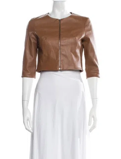Pre-owned Susan Bender Leather Jacket In Neutrals