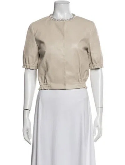 Pre-owned Susan Bender Leather Jacket In Neutrals
