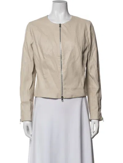 Pre-owned Susan Bender Leather Jacket In Neutrals