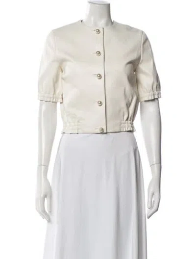 Pre-owned Susan Bender Leather Jacket W/ Tags In Neutrals