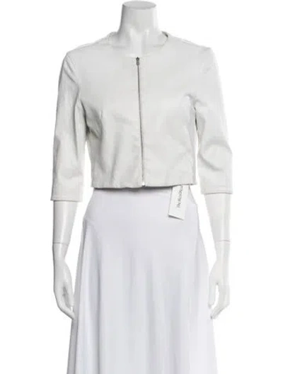 Pre-owned Susan Bender Leather Jacket In White