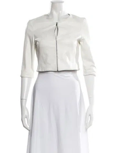 Pre-owned Susan Bender Leather Jacket In White