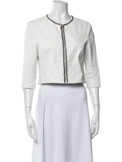 Pre-owned Susan Bender Leather Jacket In White