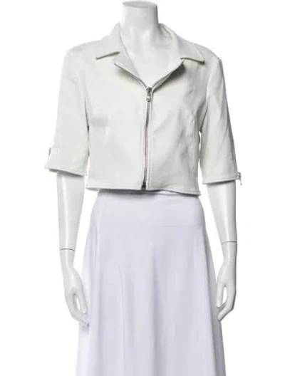 Pre-owned Susan Bender Leather Jacket In White