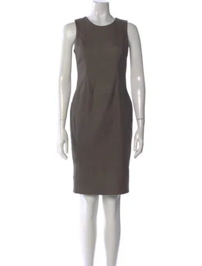 Pre-owned Susan Bender Leather Knee-length Dress In Gray