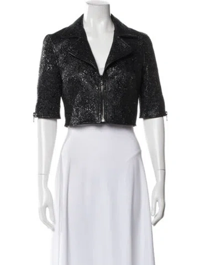 Pre-owned Susan Bender Leather Printed Bolero In Multi