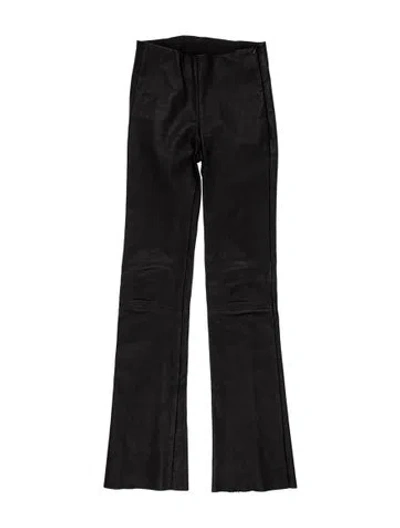 Pre-owned Susan Bender Leather Straight Leg Pants In Black