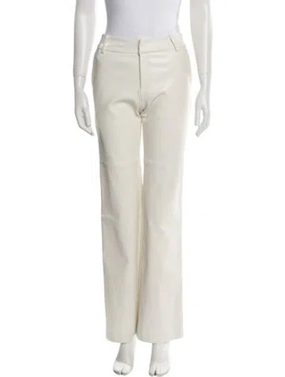 Pre-owned Susan Bender Leather Wide Leg Pants In Neutral