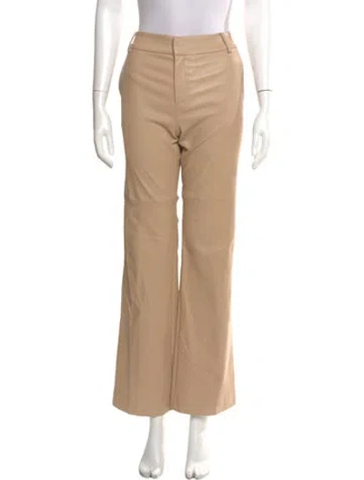 Pre-owned Susan Bender Leather Wide Leg Pants In Neutral