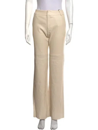 Pre-owned Susan Bender Leather Wide Leg Pants W/ Tags In Neutrals