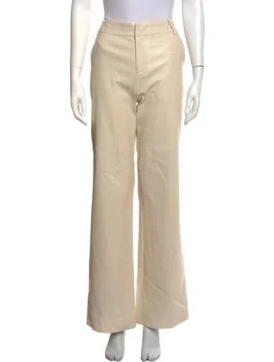 Pre-owned Susan Bender Leather Wide Leg Pants W/ Tags In Neutrals